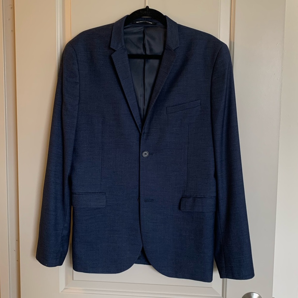 H&M Skinny Fit Navy Blue Suit Jacket